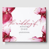 Abstrakt Deep Crimson Rosa Red Geode Gästebuch (Vorderseite)