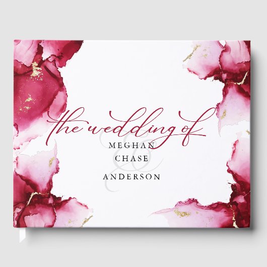 Abstrakt Deep Crimson Rosa Red Geode Gästebuch (Vorderseite)