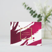 Abstrakt Deep Ruby Red Brushstrikes Postkarte (Stehend Vorderseite)