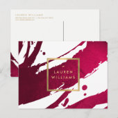 Abstrakt Deep Ruby Red Brushstrikes Postkarte (Vorne/Hinten)