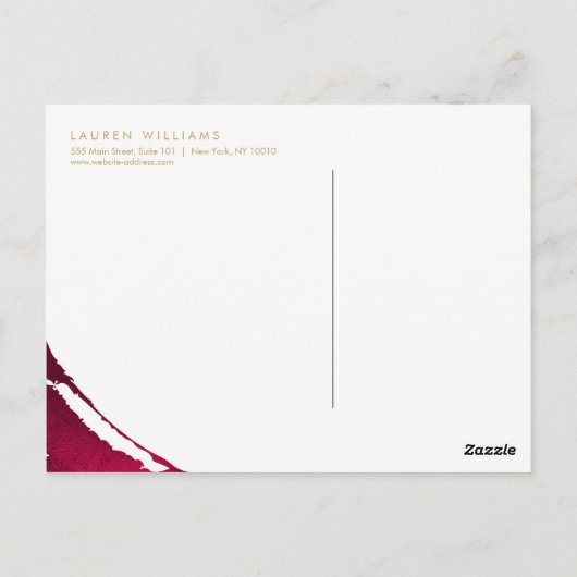 Abstrakt Deep Ruby Red Brushstrikes Postkarte (Rückseite)