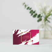 Abstrakt Deep Ruby Red Brushstrikes Visitenkarte (Stehend Vorderseite)