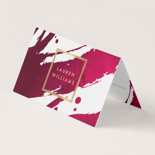 Abstrakt Deep Ruby Red Brushstrikes Visitenkarten (Vorderseite)