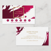 Abstrakt Deep Ruby Red Brushstrokes Loyalty Card Treuekarte (Vorne/Hinten)