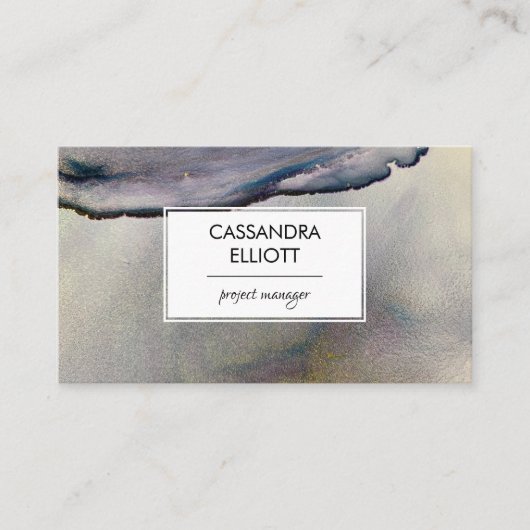 Abstrakt Denim Blue & Gold Alkoholtupfer Flüssigke Visitenkarte (Vorderseite)