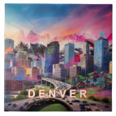 Abstrakt Denver Skyline Art Modern Fliese (Vorderseite)