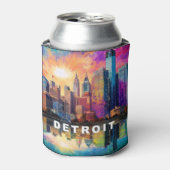 Abstrakt Detroit Skyline Dosenkühler (Kanne Vorderseite)