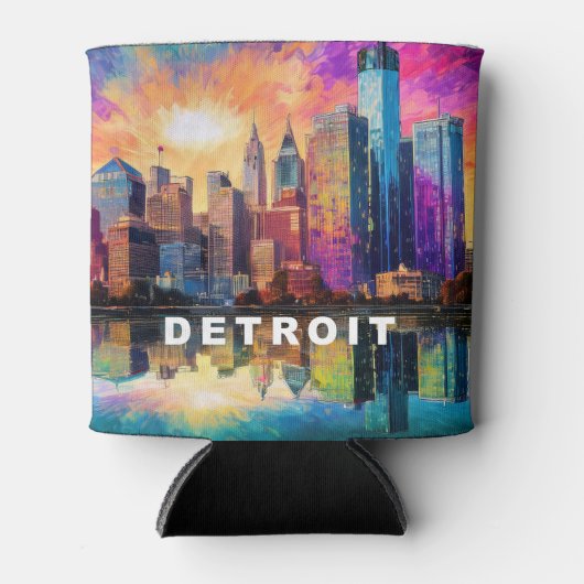 Abstrakt Detroit Skyline Dosenkühler (Vorderseite)