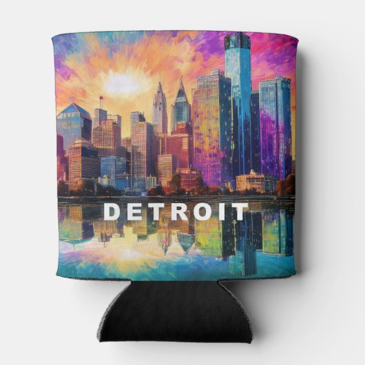 Abstrakt Detroit Skyline Dosenkühler (Rückseite)
