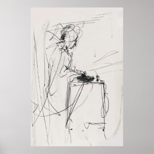 Abstrakt DJ Portrait Vintag Sketch - Premium Poster