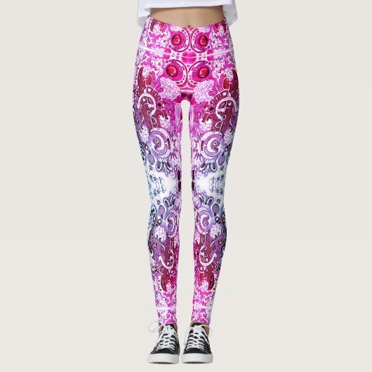 Abstrakt Doodle Art Leggings (Vorderseite)
