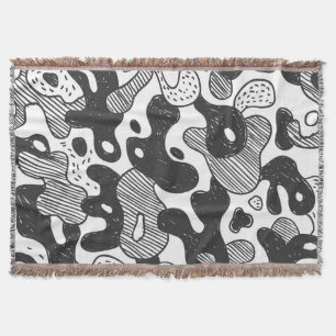Abstrakt Doodle Camouflage Black Style Decke