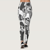 Abstrakt Doodle Camouflage Black Style Leggings (Rückseite)