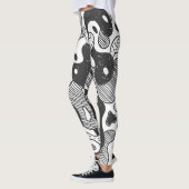 Abstrakt Doodle Camouflage Black Style Leggings (Links)