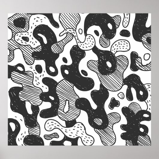 Abstrakt Doodle Camouflage Black Style Poster (Vorne)