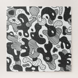 Abstrakt Doodle Camouflage Black Style Puzzle