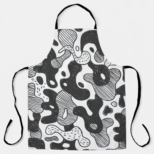 Abstrakt Doodle Camouflage Black Style Schürze (Vorderseite)