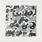 Abstrakt Doodle Camouflage Black Style Wandteppich (Vorderseite (Horizontal))