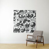 Abstrakt Doodle Camouflage Black Style Wandteppich (Beispiel (Horizontal))