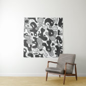 Abstrakt Doodle Camouflage Black Style Wandteppich (Beispiel)