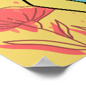 Abstrakt & Doodle Farbenfrohe Blume Schmetterling  Poster (Ecke)