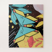 Abstrakt & Doodle Farbenfrohe Blume Schmetterling  Puzzle (Vertikal)