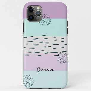 Abstrakt Doodle Flieder Minze Grau Streifen Custom Case-Mate iPhone Hülle