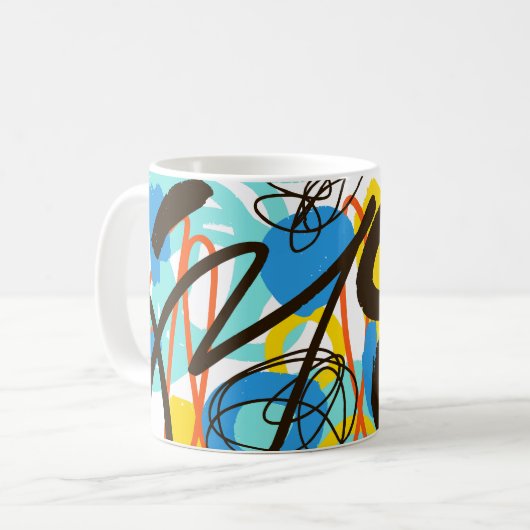 Abstrakt doodle, helle Sommermuster. Kaffeetasse (Vorderseite Links)