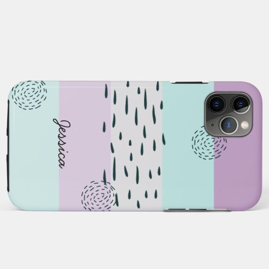 Abstrakt Doodle Lilac Mint Gray Strip Custom Case-Mate iPhone Hülle (Rückseite (Horizontal))