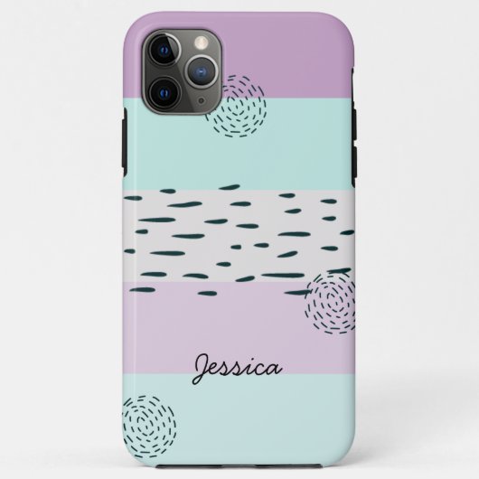 Abstrakt Doodle Lilac Mint Gray Strip Custom Case-Mate iPhone Hülle (Rückseite)
