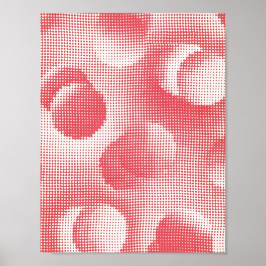 Abstrakt Dot Art Pixel Red Poster (Vorne)