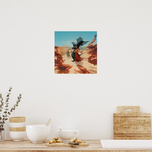 Abstrakt Dragon Skull Hexchy AI Art Matt Value Poster (Küche)