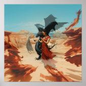 Abstrakt Dragon Skull Hexchy AI Art Matt Value Poster (Vorne)