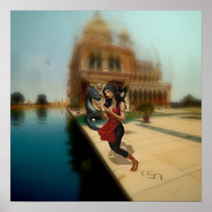 Abstrakt Dragon Skull Hexchy AI Art Matt Value Poster