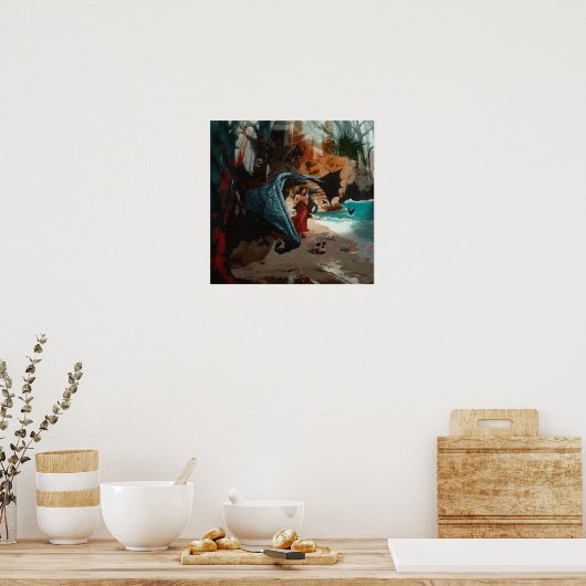 Abstrakt Dragon Skull Hexchy AI Art Matt Value Poster (Küche)