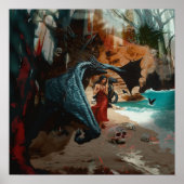 Abstrakt Dragon Skull Hexchy AI Art Matt Value Poster (Vorne)