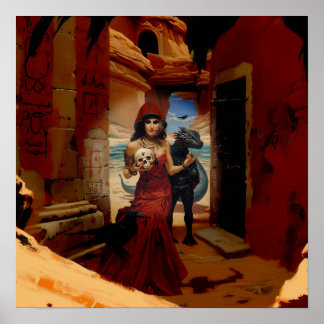 Abstrakt Dragon Skull Hexchy AI Art Matt Value Poster