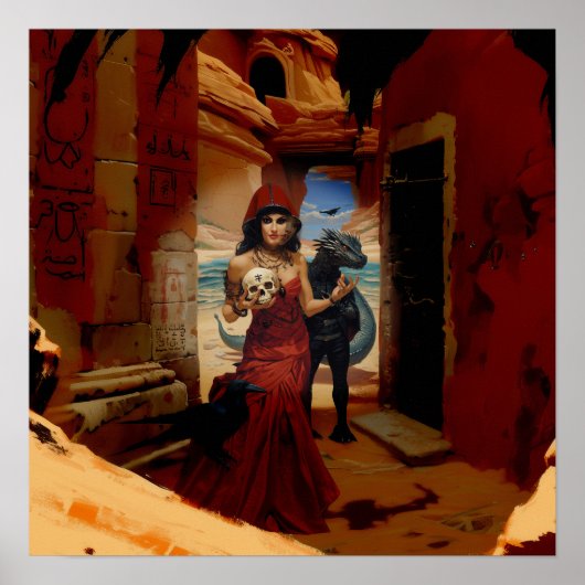 Abstrakt Dragon Skull Hexchy AI Art Matt Value Poster (Vorne)