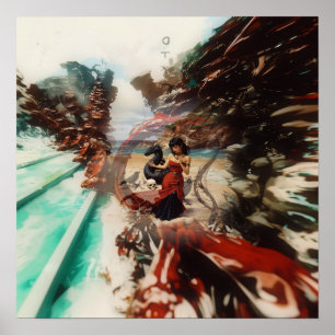 Abstrakt Dragon Skull Hexchy AI Art Matt Value Poster