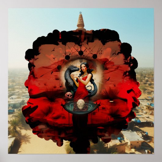 Abstrakt Dragon Skull Hexchy AI Art Matt Value Poster (Vorne)