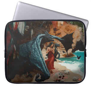 Abstrakt Dragon Skull okkultiert Dunkle Hexe Kunst Laptopschutzhülle