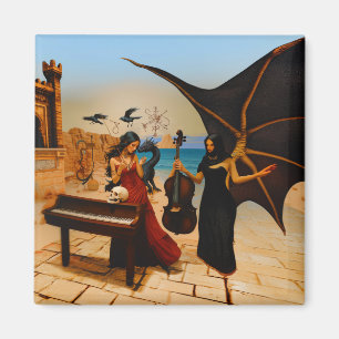 Abstrakt Dragon Skull okkultiert Dunkle Hexe Kunst Magnet
