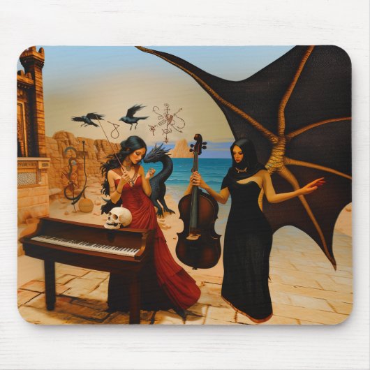 Abstrakt Dragon Skull okkultiert Dunkle Hexe Kunst Mousepad (Vorne)
