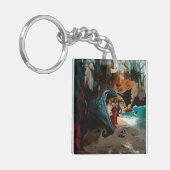 Abstrakt Dragon Skull okkultiert Dunkle Hexe Kunst Schlüsselanhänger (Vorderseite links)