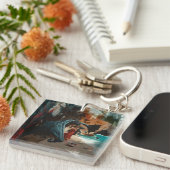 Abstrakt Dragon Skull okkultiert Dunkle Hexe Kunst Schlüsselanhänger (Vorderseite rechts)