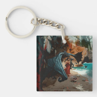 Abstrakt Dragon Skull okkultiert Dunkle Hexe Kunst Schlüsselanhänger