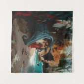 Abstrakt Dragon Skull okkultiert Dunkle Hexe Kunst Wandteppich (Vorderseite (Horizontal))