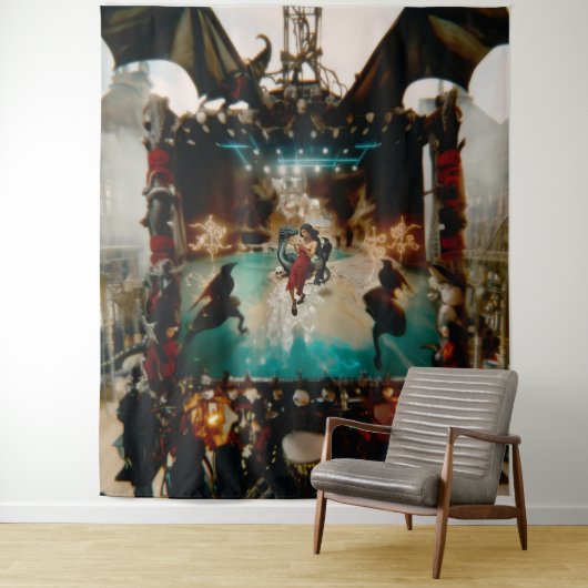 Abstrakt Dragon Skull okkultiert Dunkle Hexe Kunst Wandteppich (Beispiel)