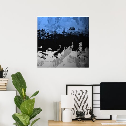 Abstrakt dunkelblau und grau póster poster (Heimbüro)