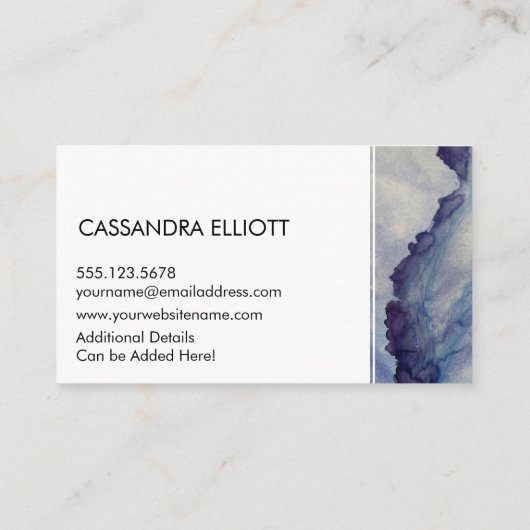 Abstrakt Dusty Blue Lila Alkoholtupfer Flüssigkeit Visitenkarte (Rückseite)